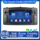 Автомобильный мультимедийный плеер 4 Гб + 64 Гб Carplay Android BT Радио аудио GPS навигация для Toyota Corolla E120 BYD F3 Авторадио No 2 Din dvd
