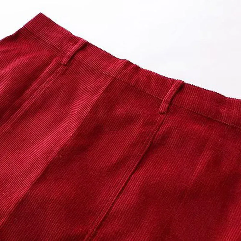 

Corduroy Single Breasted Fashion Women's Vintage High Waist Skirt Loose Red Female Chic Mini Skirts