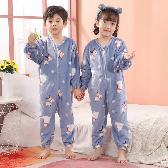 

New Sleep Bottom Boys Girls Winter Full Length Pajama Pants Flannel Casual Soft Warm Daily Homewear Plus Velvet