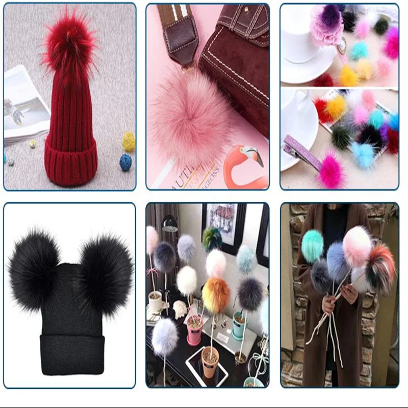 8/10/12cm Faux Fox Fur Ball Pompoms Fake Soft Bluffy Raccoon Pompons Plush Pom Balls Diy Handmade Knitted Hat Decor 1PC | Дом и сад