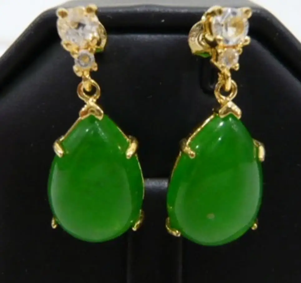 

Hot Sell wholesale latest Jewelry AAA Green Natural jade FINE plated fashion earrings