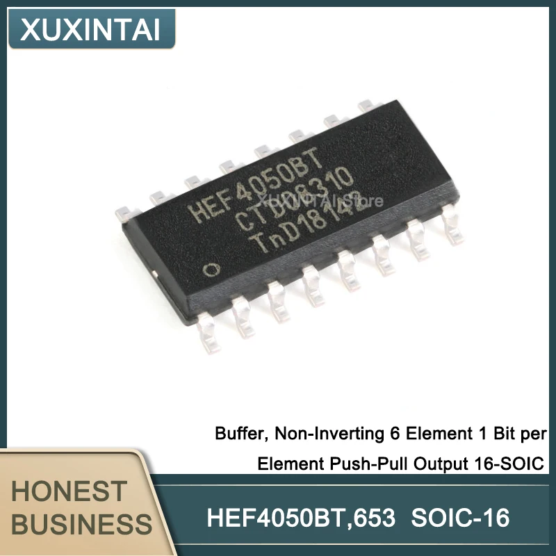 

100Pcs/Lot HEF4050BT,653 HEF4050BT Buffer, Non-Inverting 6 Element 1 Bit per Element Push-Pull Output 16-SOIC