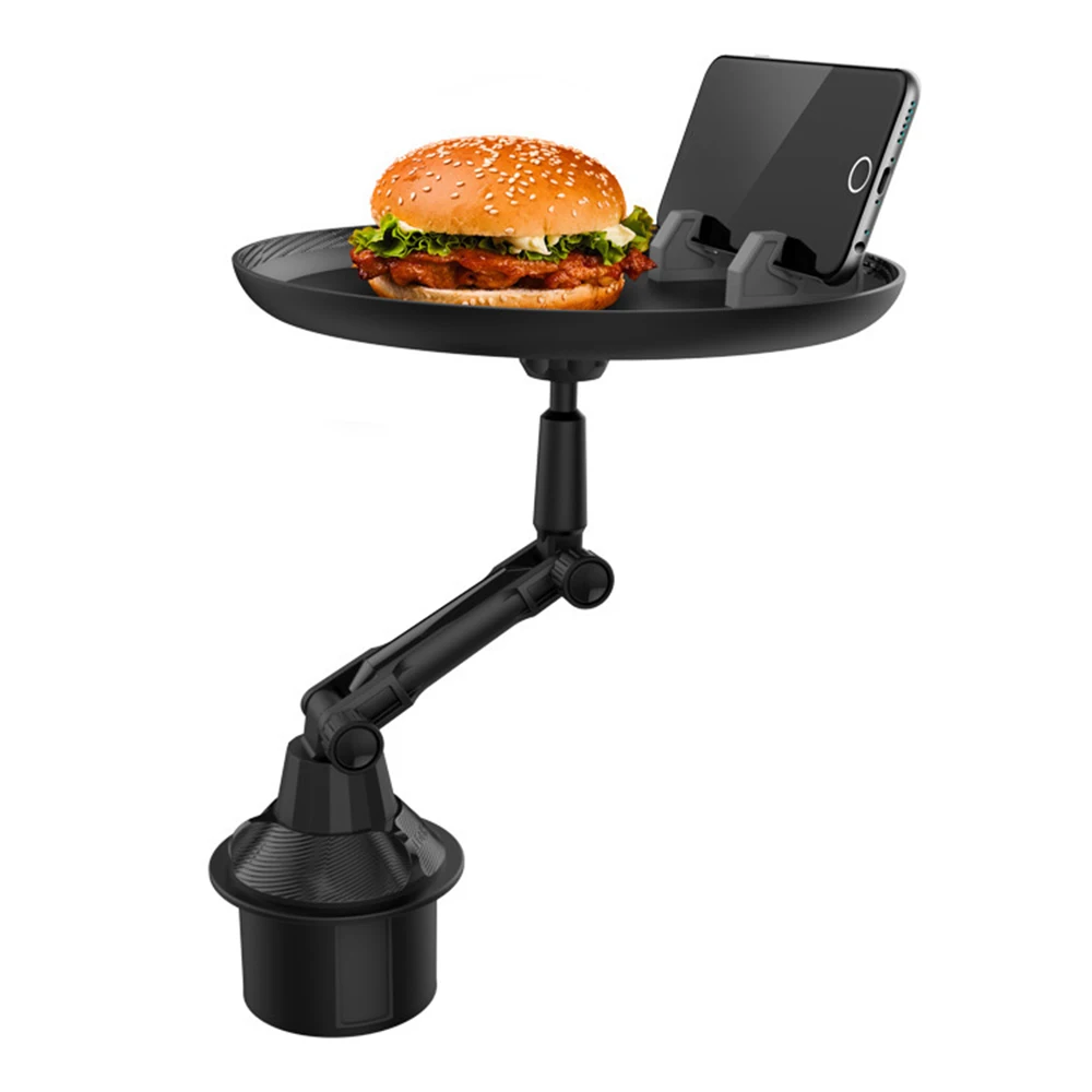 

Car Cup Holder Expander & Car Tray - Car Food Tray With 360 Degrees Rotating Swivel Arm And Adjustable Extendable Base