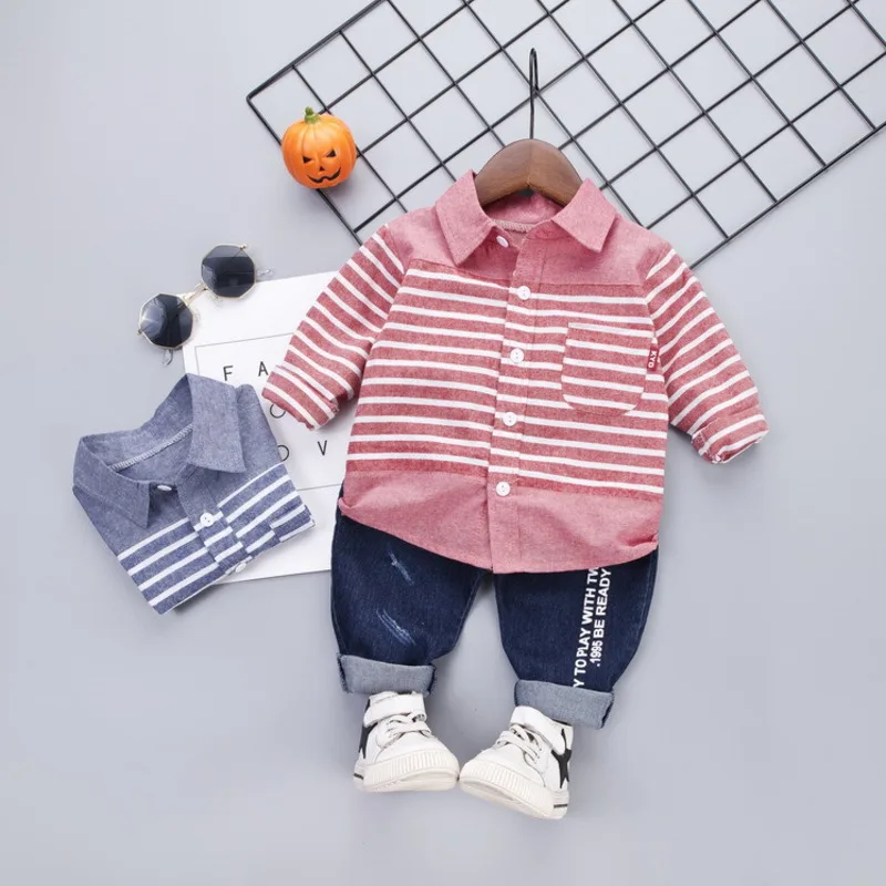 Весенне-Осенняя детская модная одежда для маленьких мальчиков и девочек Рубашка