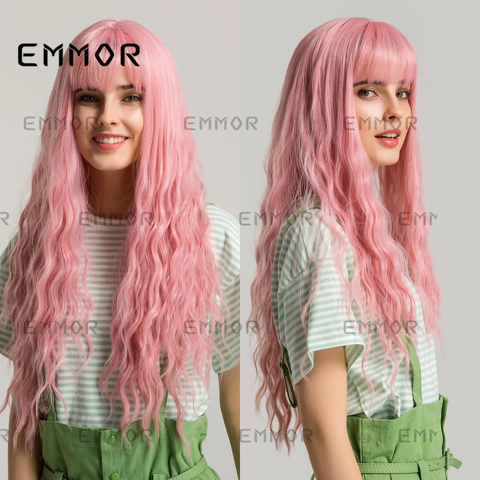 

Женский красочный синтетический длинный парик Tiktok, розовый, синий волнистый парик для вечеривечерние, ролевые костюмы из зеленых и синих во...