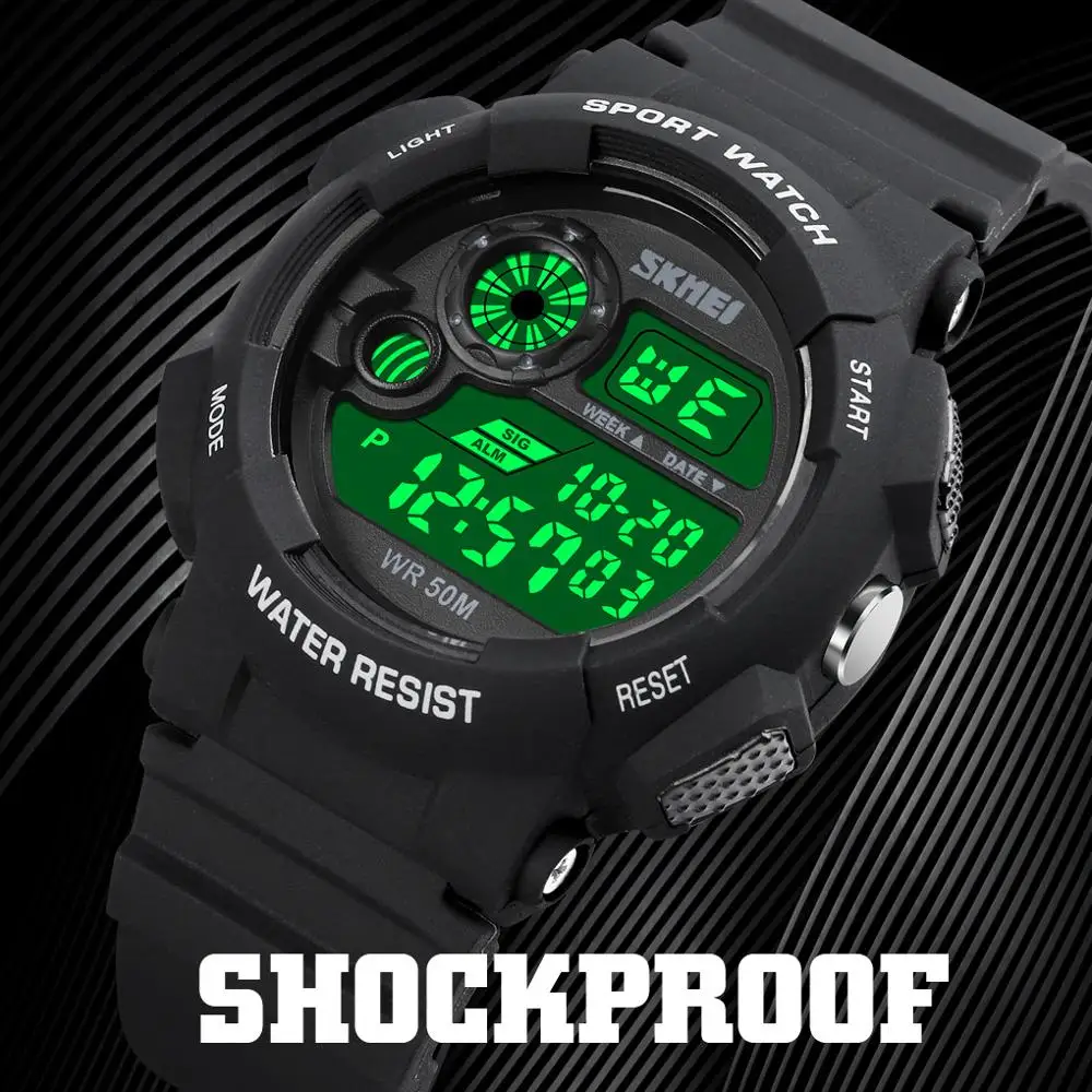 

SKMEI 1718 Mens Shockproof Sport Digital Watch Simple Chrono Mens Wristwatches Watches 12/24 Hour Led Male Clock reloj hombre