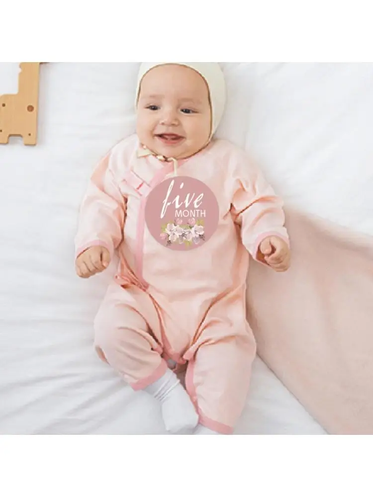 

New 12 Pcs Baby Pregnant Monthly Stickers Floral Pattern Recording Milestone Sticker