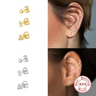 100% 925 стерлингового серебра циркона мини серьги-гвоздики для женщин Мини кубический цирконий драгоценный геометрический Набор шпилек для ушей ювелирные изделия