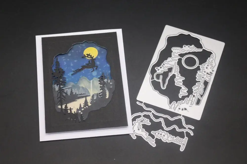 Резные штампы олень серебряный дом углеродная сталь Скрапбукинг для бумага