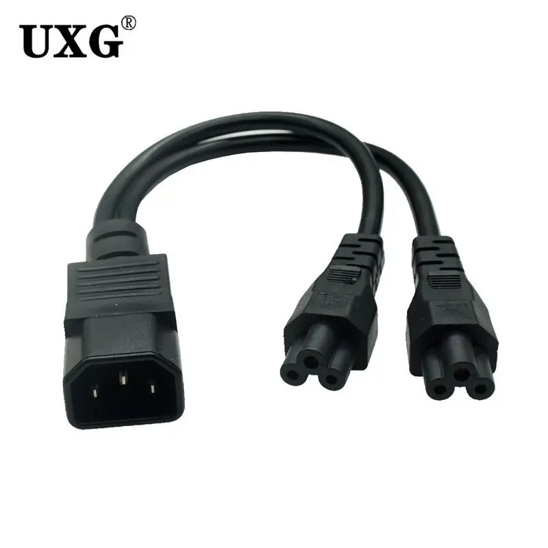 

30CM Power Y Type Splitter Adapter Cable Single IEC 320 C14 Male to Dual C5 Female Short Cord for Computer host display 0.3M 1FT