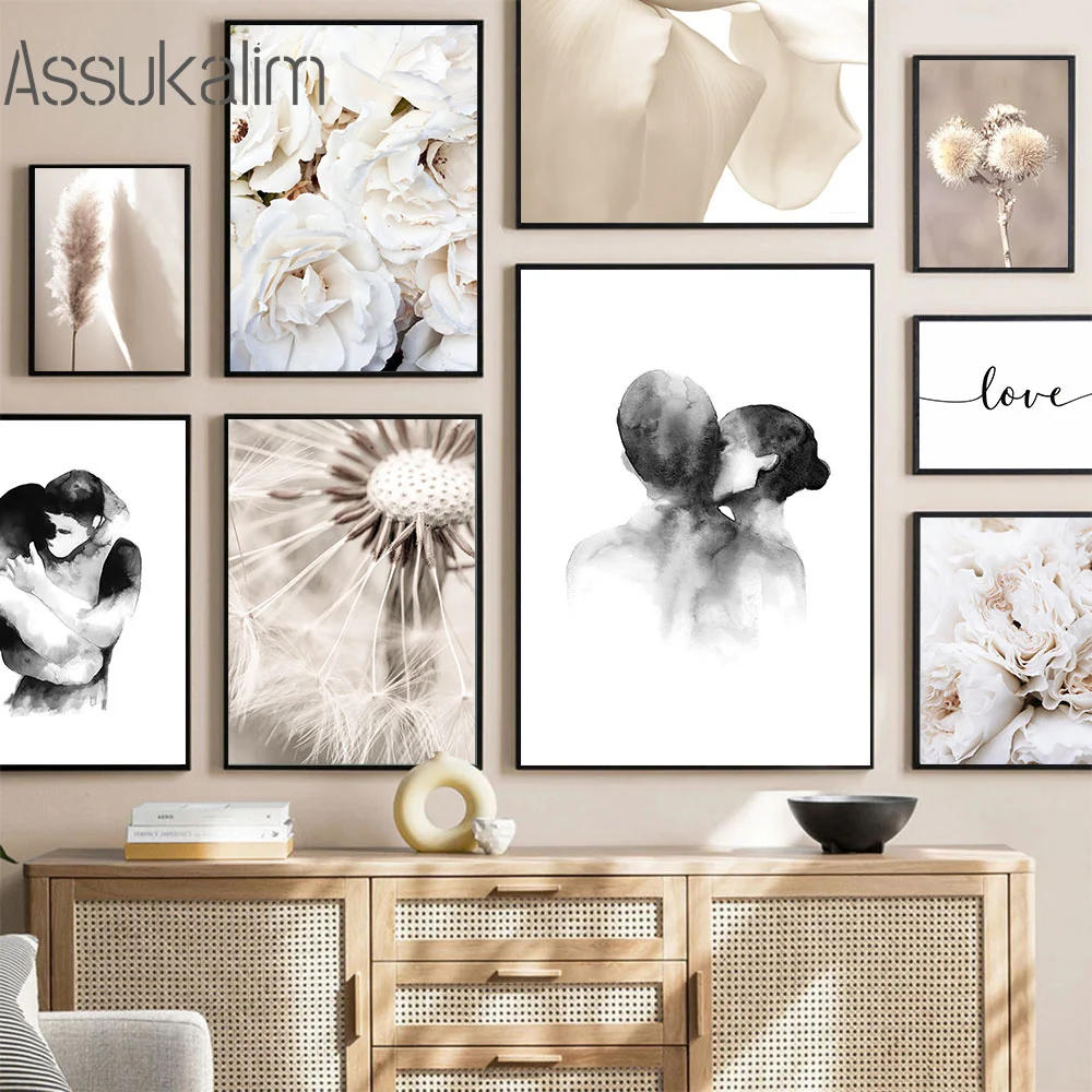 

Landscape Posters And Prints Couples Painting Dandelion Reed Poster Flower Art Print Nordic Wall Pictures For Living Room Decor