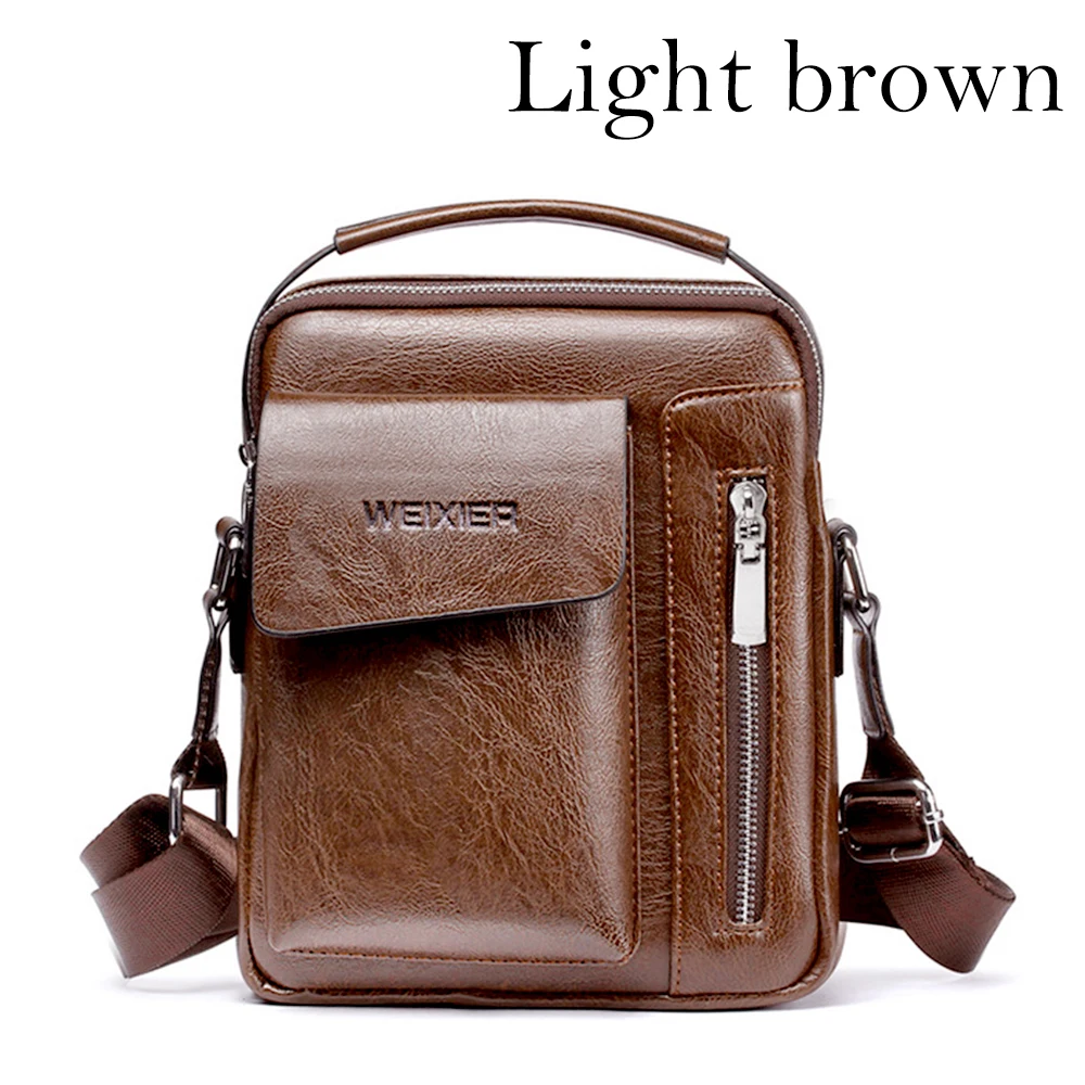 B light brown Новинка, Ретро стиль, мужская одноцветная сумка, искусственная кожа, портфель, Большая вместительная сумка на плечо, большая, повседневная, деловая, для ноутбука, портфель - Цвет: B light brown