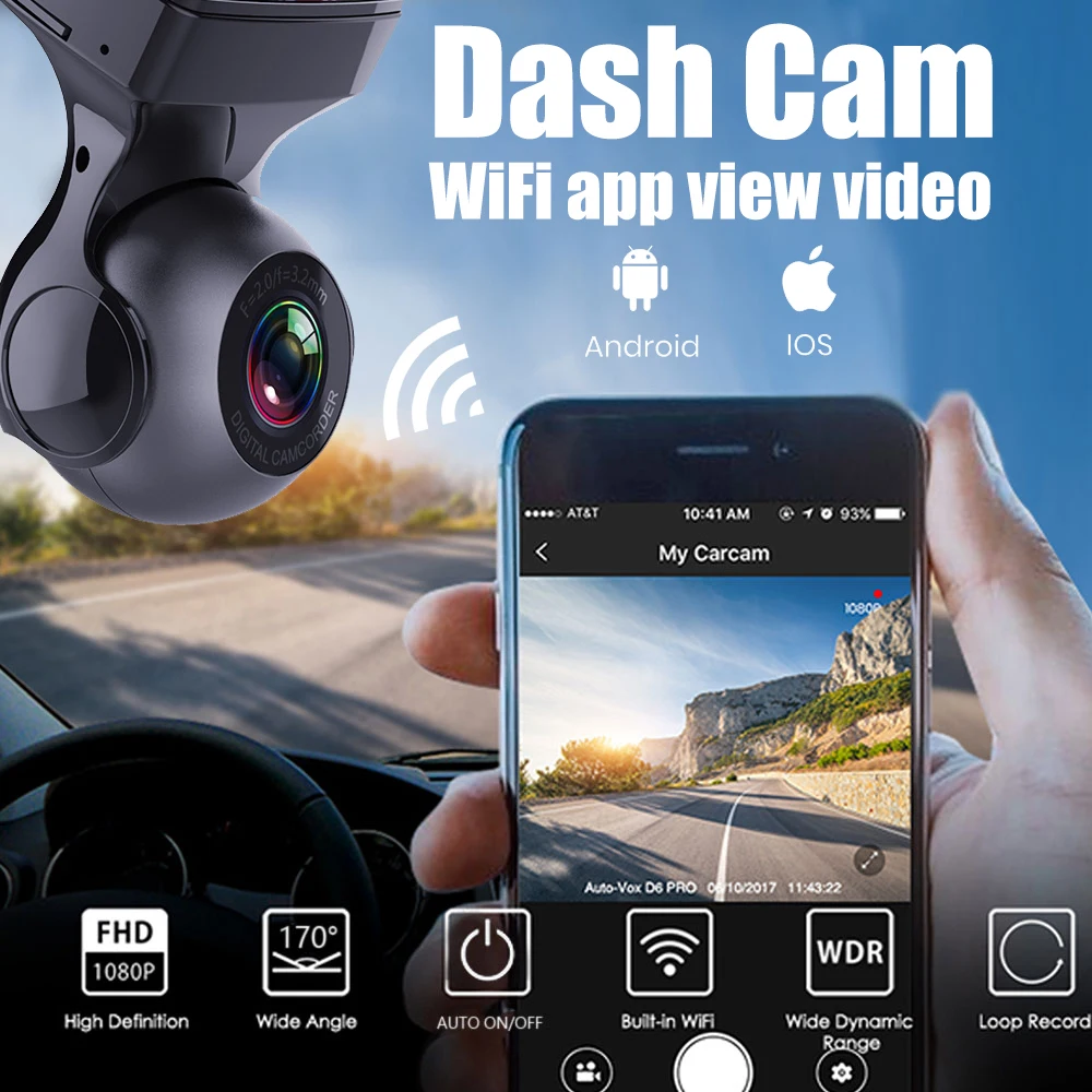 Wifi-камера DVR Автомобильный видеорегистратор ночное видение 1080p Hd скрытый