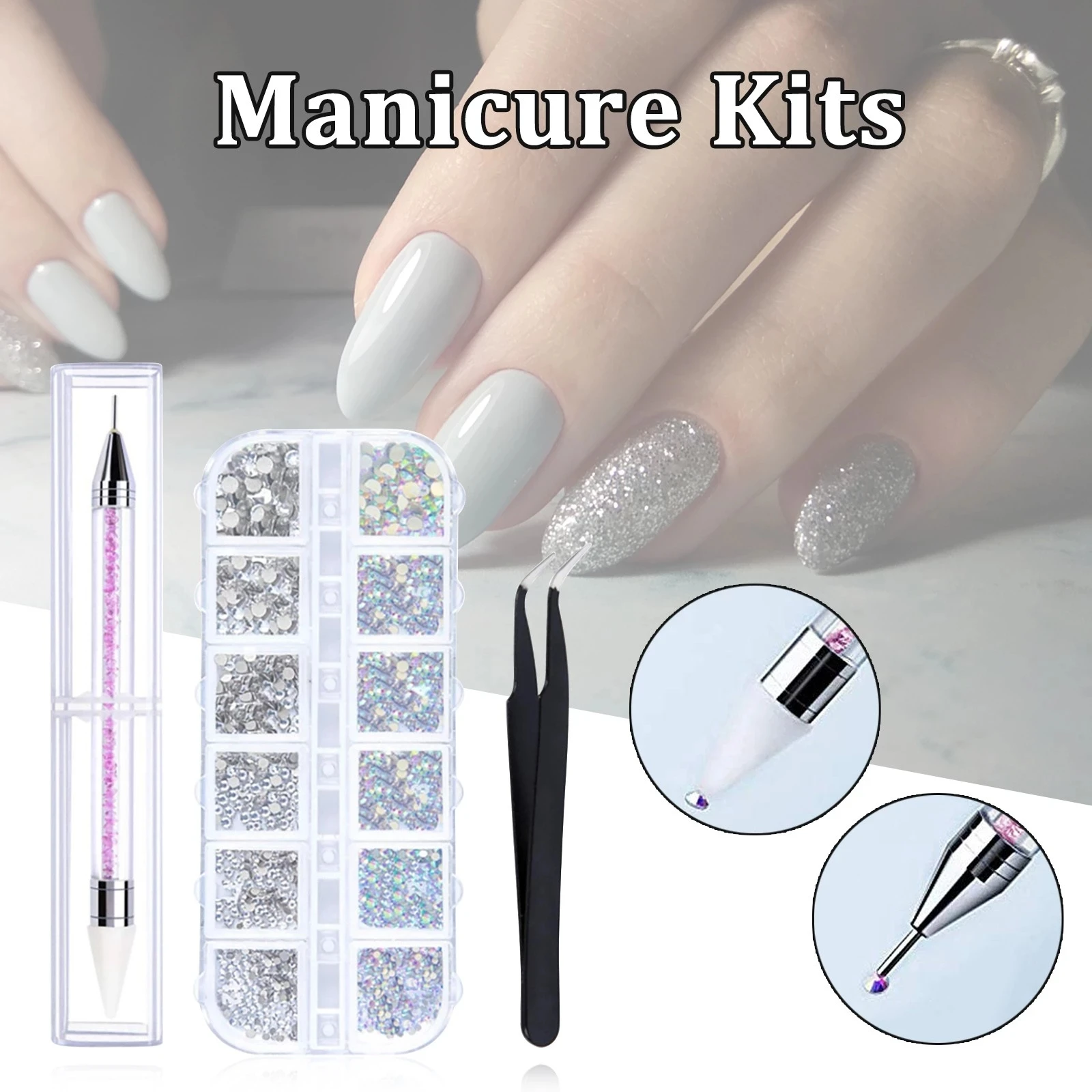

1 Set Mixed Color Flat Back 3D Nail Art Rhinestones Shiny Crystals Nail Glitter Beads Decorations Nail Accessories for Nails