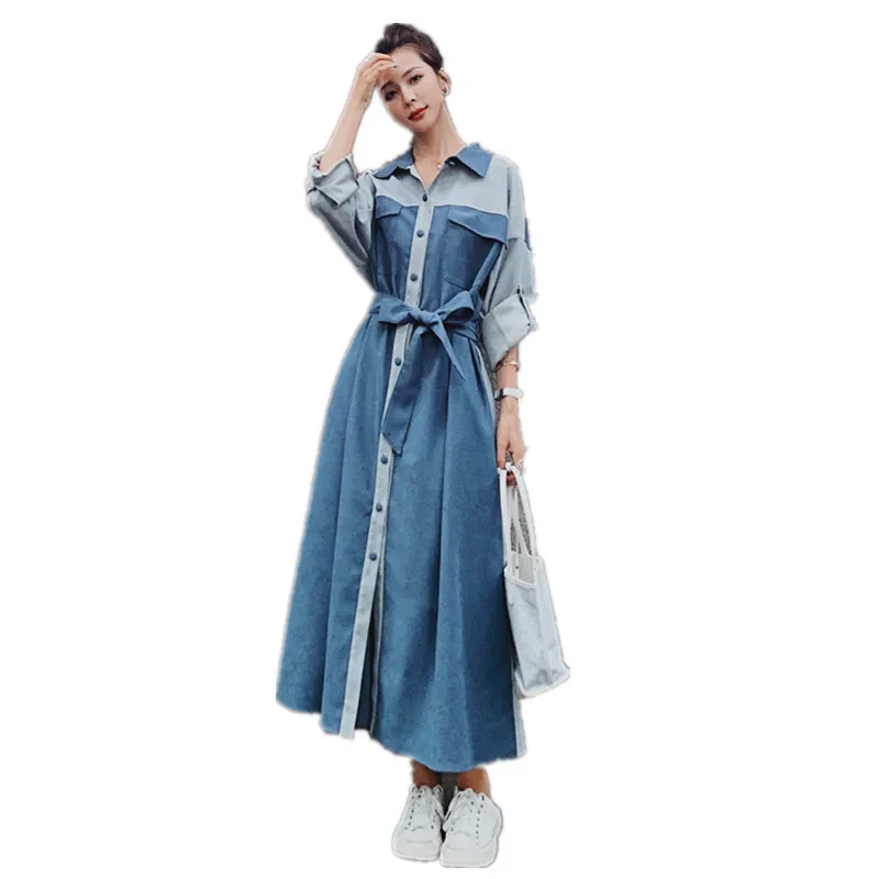 

Splicing dress design feeling small temperament goddess fei long sleeve shirt fairy fairy sen is early autumn new
