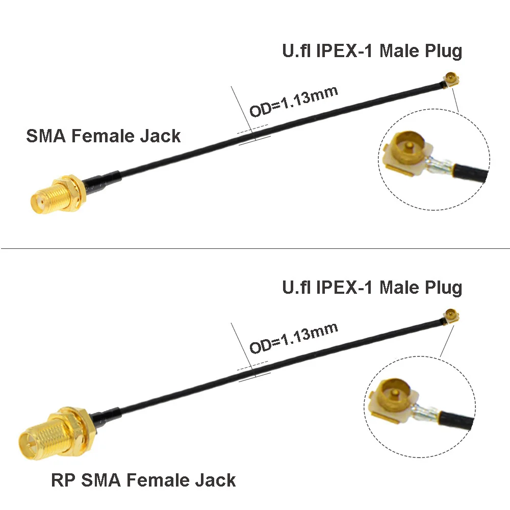 Кабель IPEX с разъемом SMA на uFL/u.FL/IPX/IPEX-1 радиочастотный удлинитель 1 штепсельной