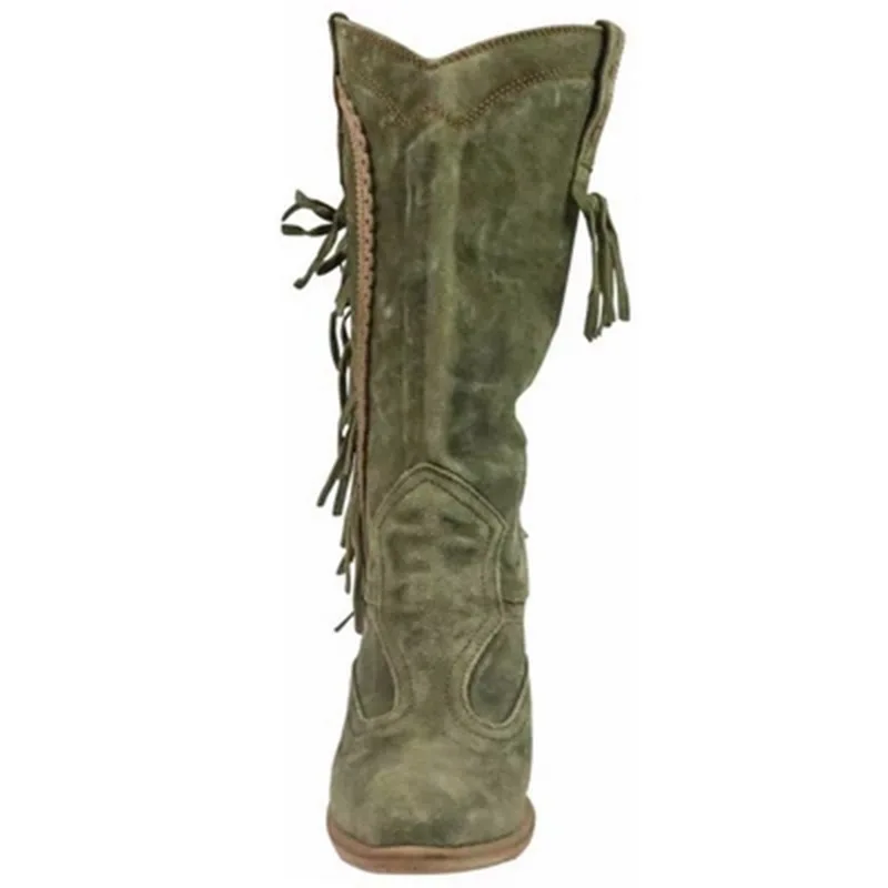 Женские ковбойские сапоги LASPERALTassel до середины икры в богемном стиле на низком