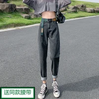 womens high waist jeans new harem pants womens pants loose and fashionable all match nine point daddy pants mother jeans