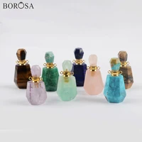 borosa 3pcs new natural gems stone perfume bottle connector for necklace amazonite crystal essential oil diffuser pendants g1965