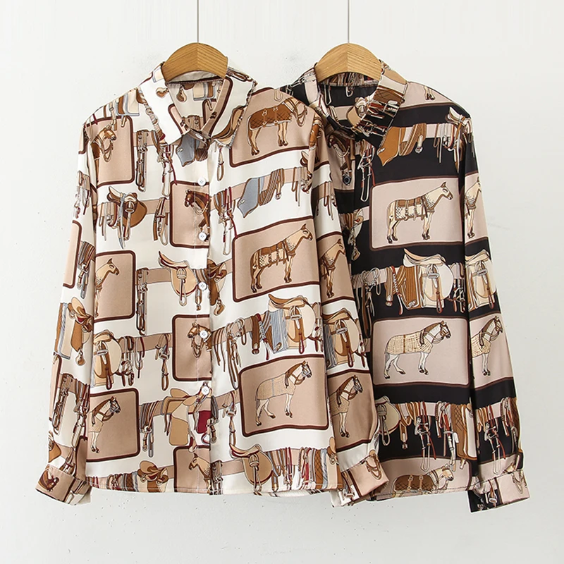 Женские блузки с мультяшным принтом осенняя мода винтажный женский топ рубашка