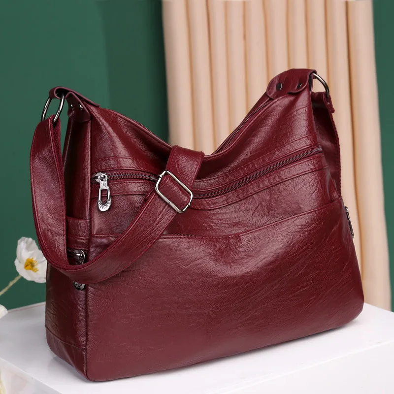 

Luxury Pu Leather Messenger Bag Vintage Women Hand Bag Large Soft Casual Hobo Handbag Female Simple Tide Crossbody Shoulder Bags
