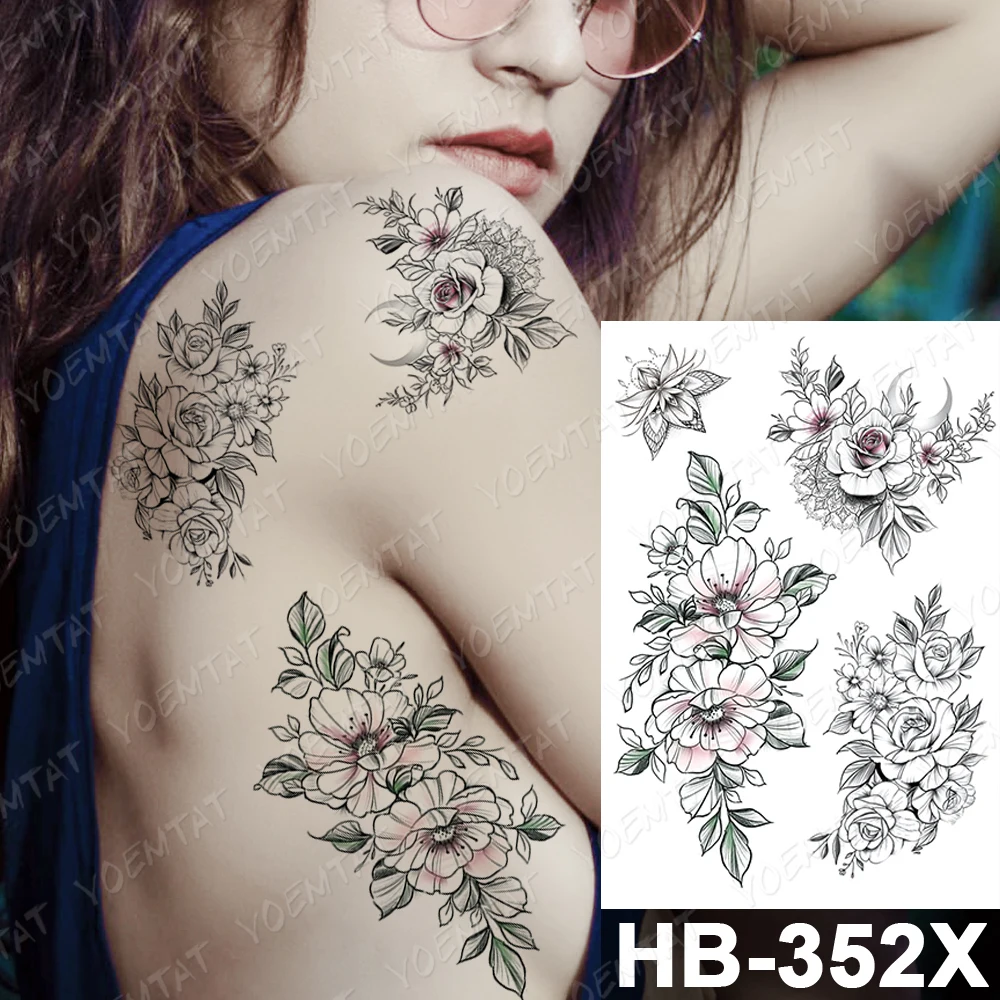

Waterproof Temporary Tattoo Sticker Sapphire Mandala Henna Lace Flash Tattoos Diamond Rose Gem Body Art Arm Fake Tatoo Women Men