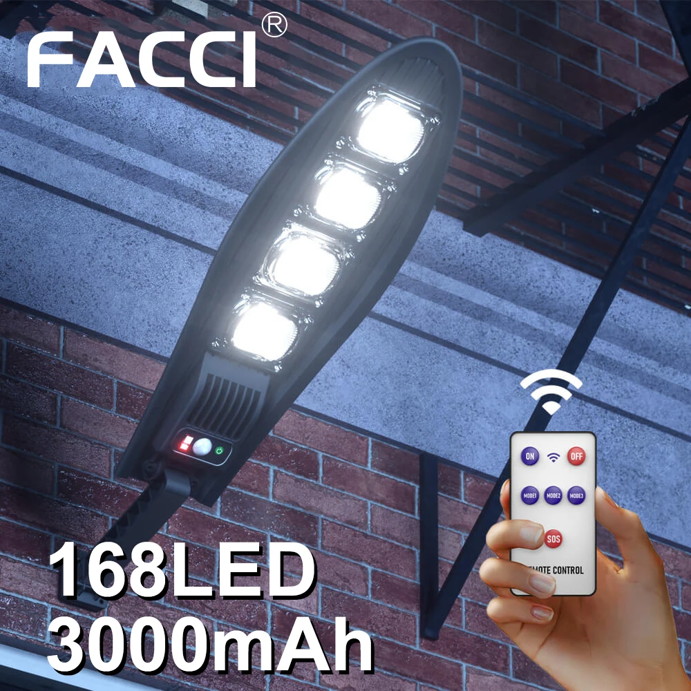 

42/84/126/168 LED Super Bright Outdoor Solar Lamp 3000mAh IP65 Waterproof Street Lights Motion Sensor Garden Yard Wall Light