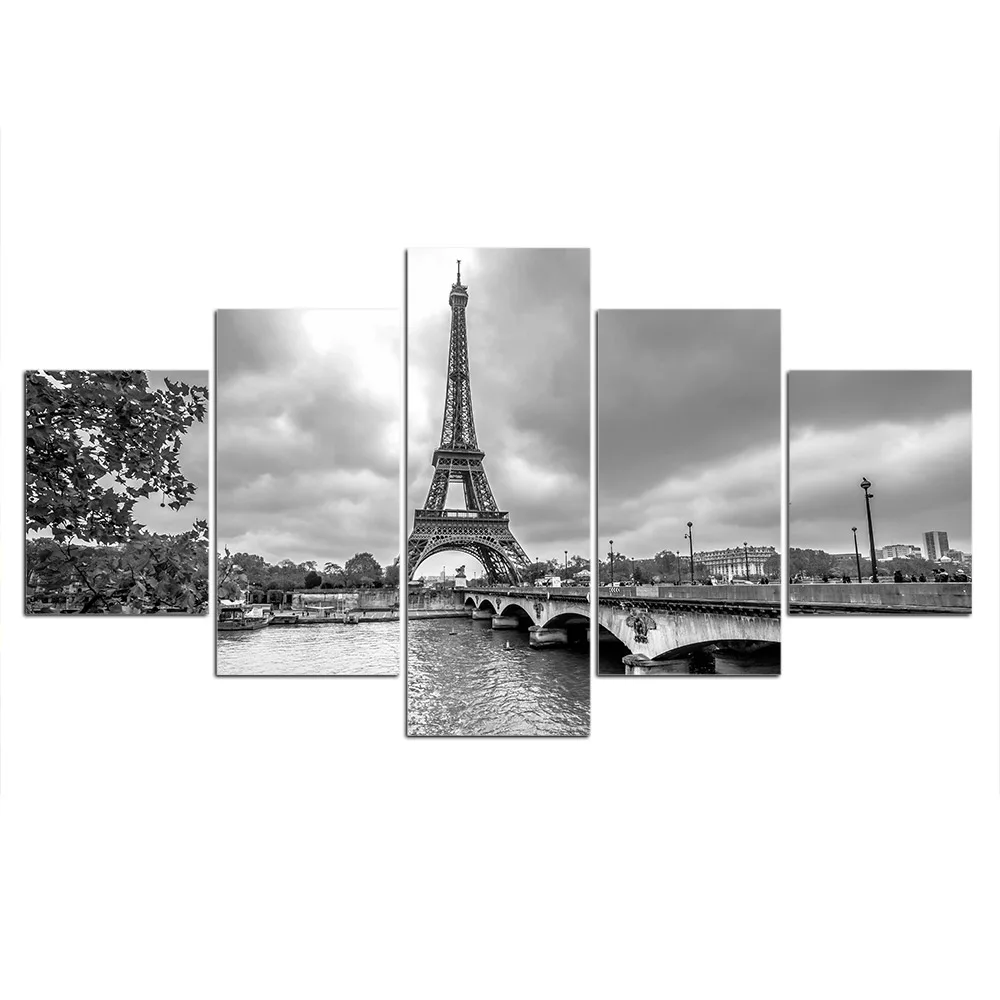 

5 Pieces of Poster Wall Art Oil Painting Decoration Paris Landscape Modern Living Room Bedroom Home Decoration Without Frame