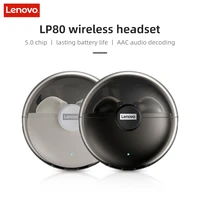 original lenovo lp80 tws earphone bluetooth touch control 9d hifi sound mini wireless earbuds with mic for iphone xiaomi sport