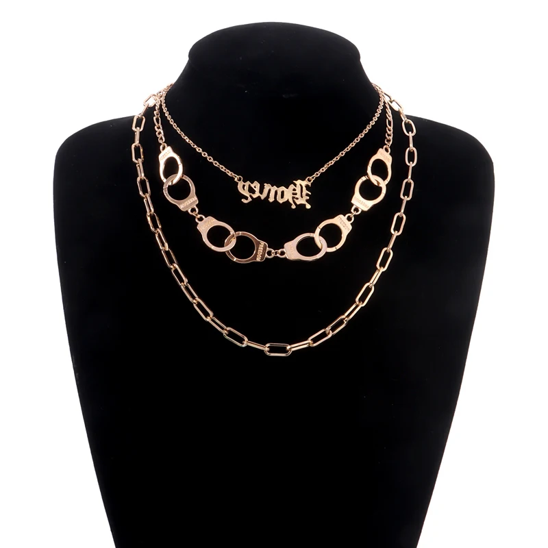 

Liwore Punk English Letter Chain Necklace For Women Fashion Geometric Multilayer Thick Chain Necklace Golden Necklace Jewelry
