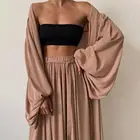 Женский мягкий спортивный костюм, повседневный комплект из трех предметов, кардиган с запахом и штаны с высокой талией, домашняя одежда, весна 2021