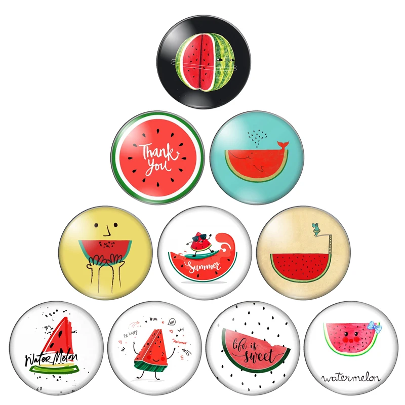 Круглый стеклянный кабошон для фотографий креативный дизайн милый арбуз 8 мм/10