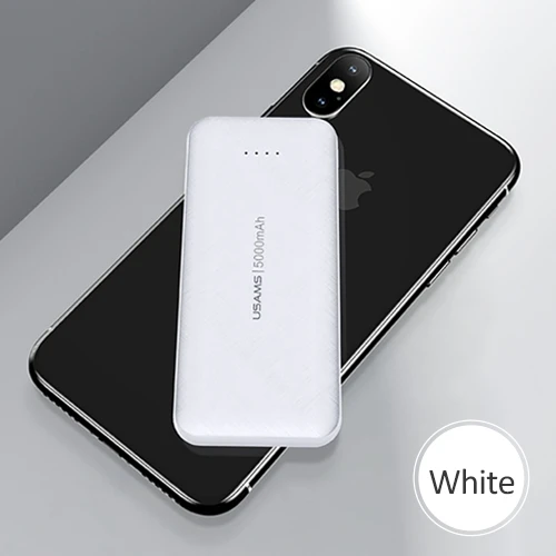 White USAMS mi ni power Bank 5000 мАч портативное зарядное устройство 5000 мАч USB PoverBank Внешнее зарядное устройство для iPhone Xiaomi mi 9 - Цвет: White