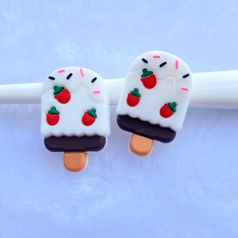 10 new cute cartoon ice cream soft rubber series flat bottom diy crafts mobile phone case accessories f79 free global shipping