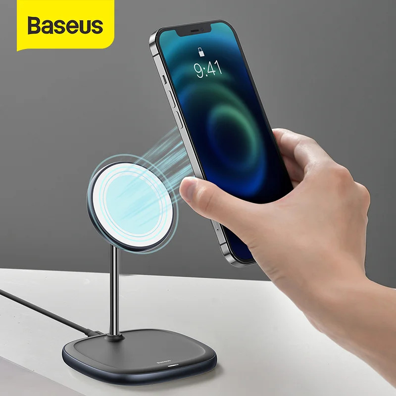 

Baseus Magnetic Wireless Charger Pad Desktop Bracket Phone Stand Quick Wireless Charging For iPhone 12 Pro Max Phone Holder