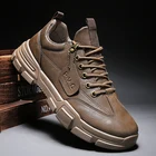 Мужские ботинки на меху, уличные, всесезонные, на шнуровке, в стиле ретро, из микрофибры, повседневные, для зимы