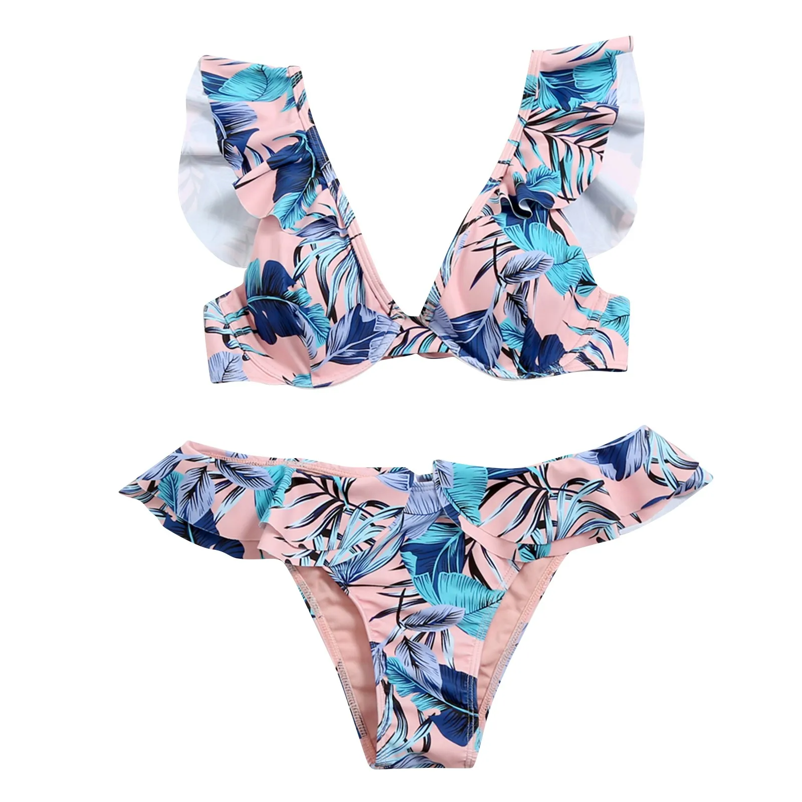 Женский модный сексуальный комплект бикини с оборками и открытой спиной