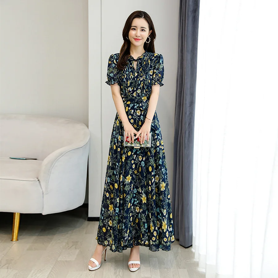 2020 Элегантный принт в стиле Бохо шифоновое пляжное платье миди весенне-летнее