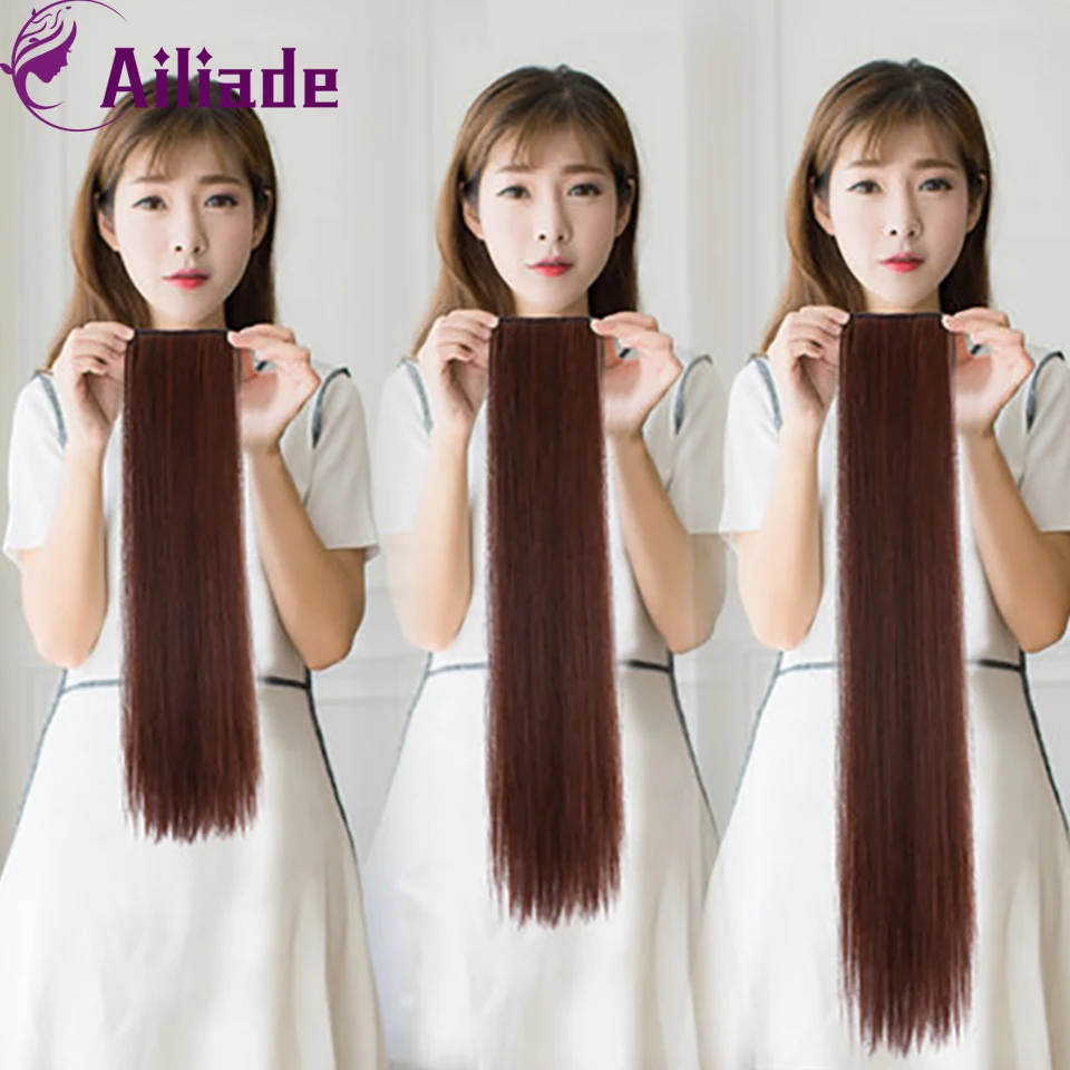 Накладные волосы AILIADE 2 синтетических зажима 1 шт. 4 цвета длинные прямые волнистые