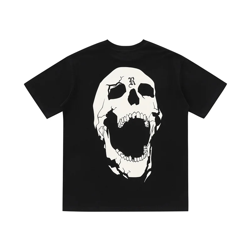 

Новинка лета 2022, уличная футболка в японском стиле Харадзюку с принтом скелета, уличная мода, мужская и женская футболка с коротким рукавом