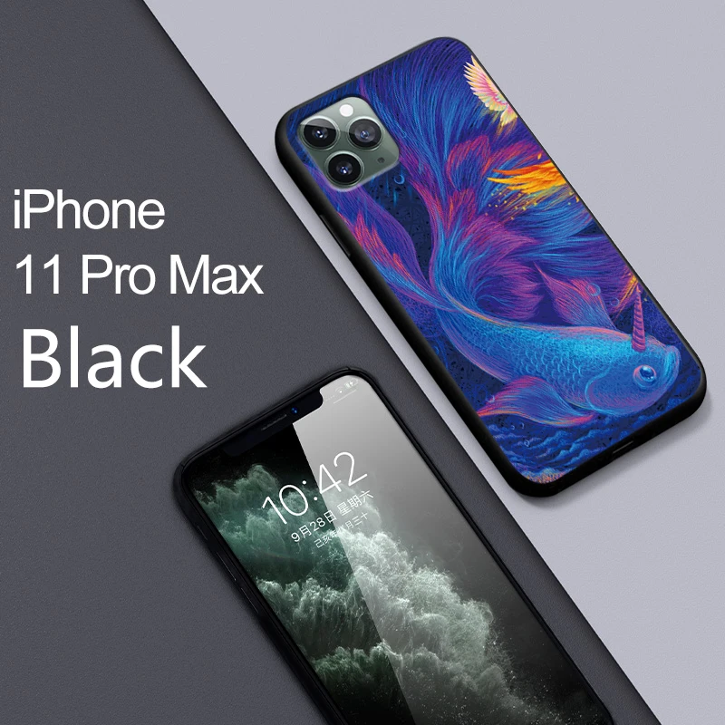 Phone Case For iPhone 11 Pro Max XR XS MAX X black Apple 8 7 6 5s s Plus Soft Silicone TPU Matte Cover Funda para | Мобильные