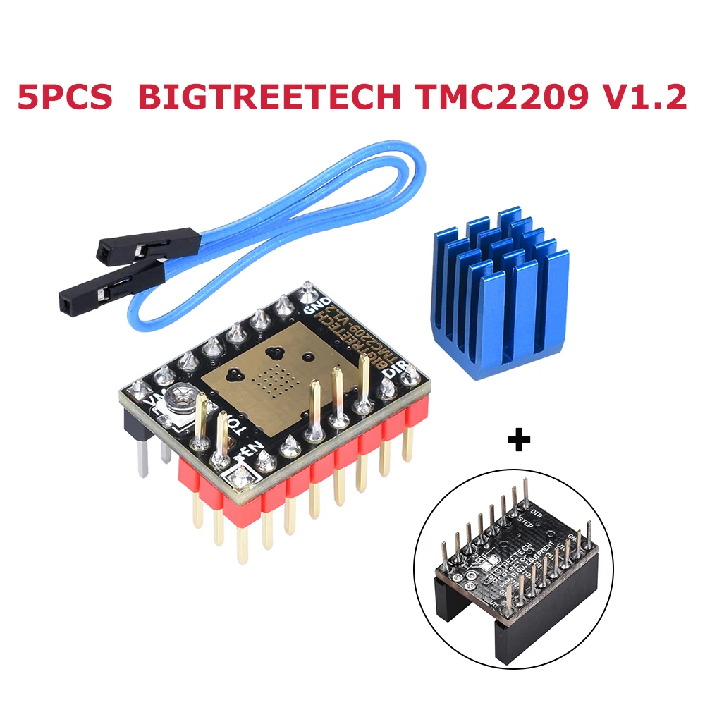5 шт. BIGTREETECH TMC2209 V1.2 Драйвер шагового двигателя UART+ 5 шт. протектор 3d принтер части tmc2208 Ramps 1,4 SKR MKS плата управления