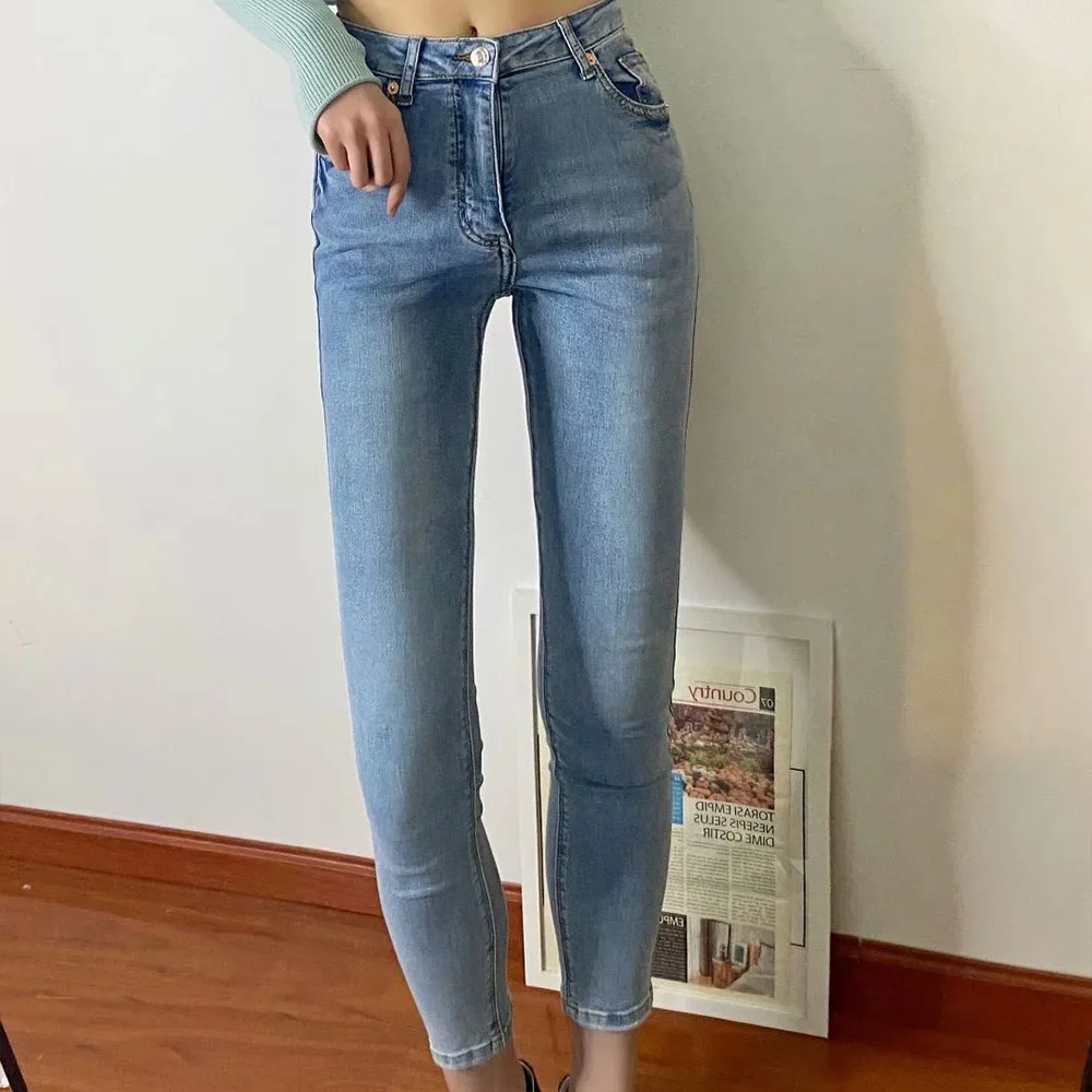 

DiYiG WOMAN 2021 summer new women's clothing Hong Kong style casual all-match close-fitting mid-waist skinny pants jeans