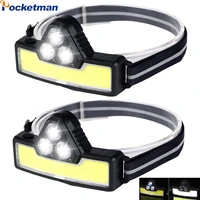 brightest led headlamp portable mini 3xpecob headlight built in battery head flashlight 3 modes rechargeable head torch lantern