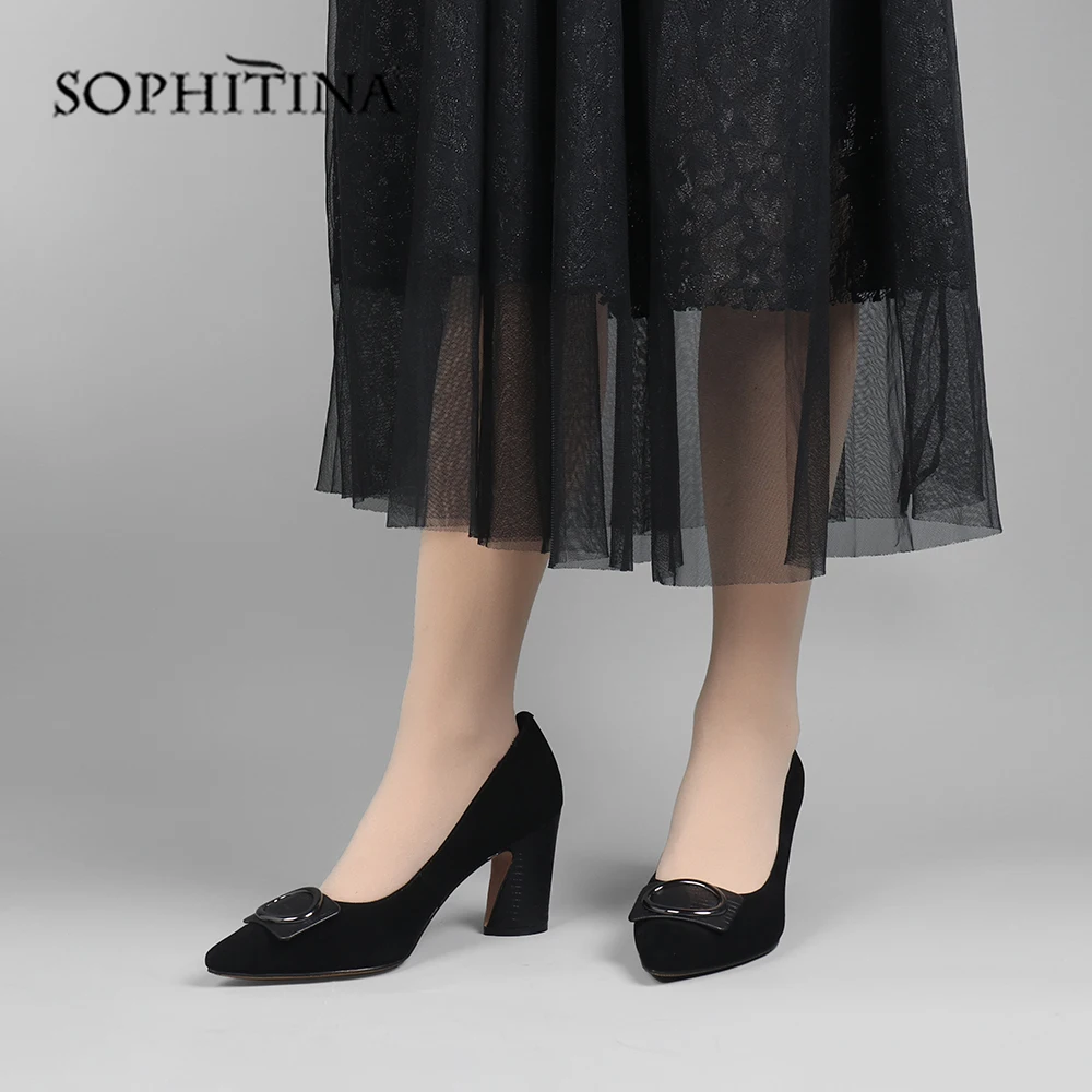 Женские замшевые туфли лодочки SOPHITINA элегантные лаконичные на квадратном