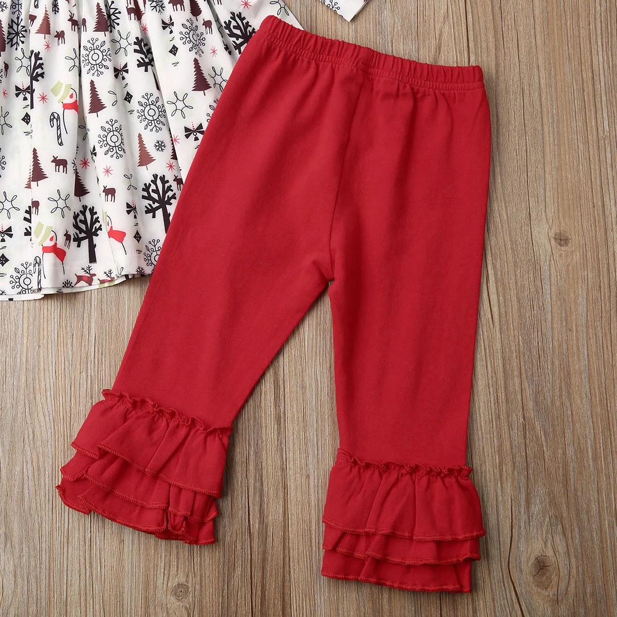 2 шт. детское платье с оборками и длинными брюками|Комплекты одежды для девочек| |