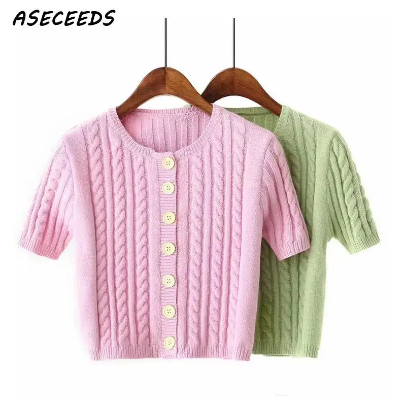 Укороченный кардиган 2020 Женский кавайный розовый свитер укороченный в Корейском