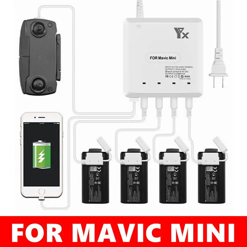 3 в 1 Mavic Mini Flight зарядное устройство концентратор и USB-порт для телефона дрона с