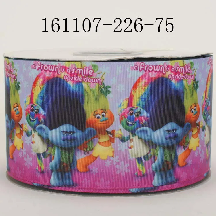 50 ярдов 3 &quot75 мм мультфильм тролли ленты и мерцание блеск девушка печатных grosgrain