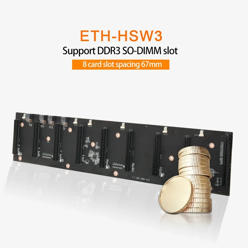 

Оригинальная материнская плата для майнинга BTC 8XPCIEX1 6, слот для графической карты 67 мм DDR3 DIMM материнская плата с 128G SSD + 8G DDR3 набор памяти